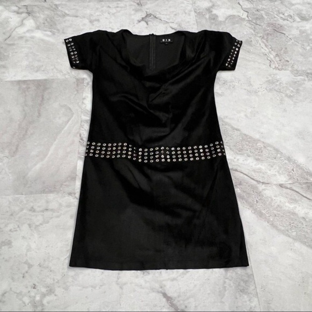 213 by‎ Michelle Kim Black Faux Suede Black Dress Size Small S Cowl Neck